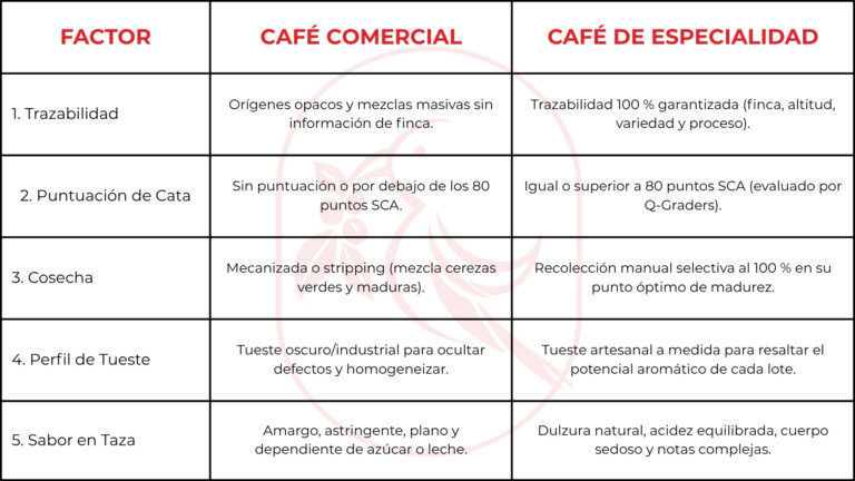 cafe comercial vs cafe especialidad